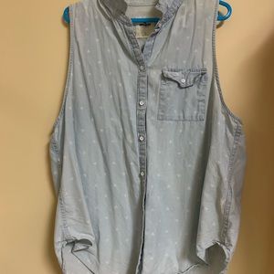 blue hollister sleeveless blouse/top